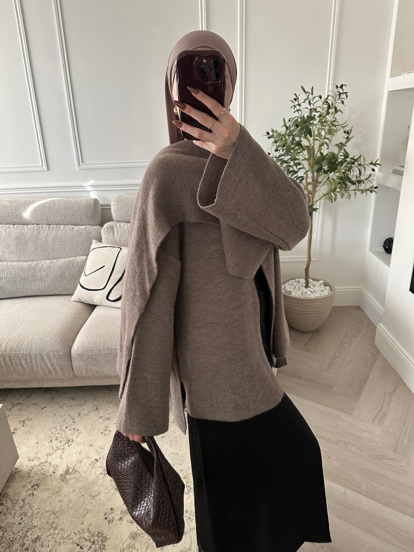 Longue jupe en satin | Noir