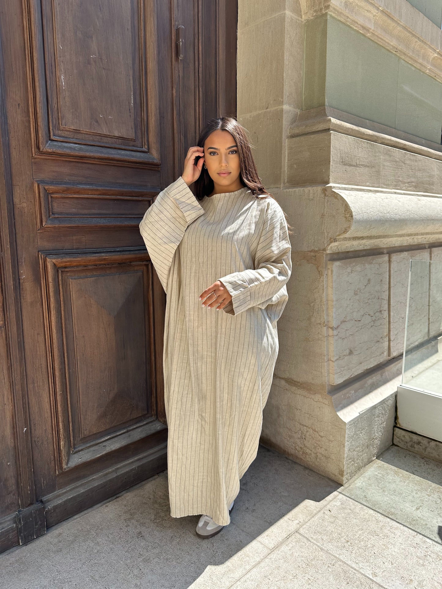 Robe rayure lin - crème - Persya