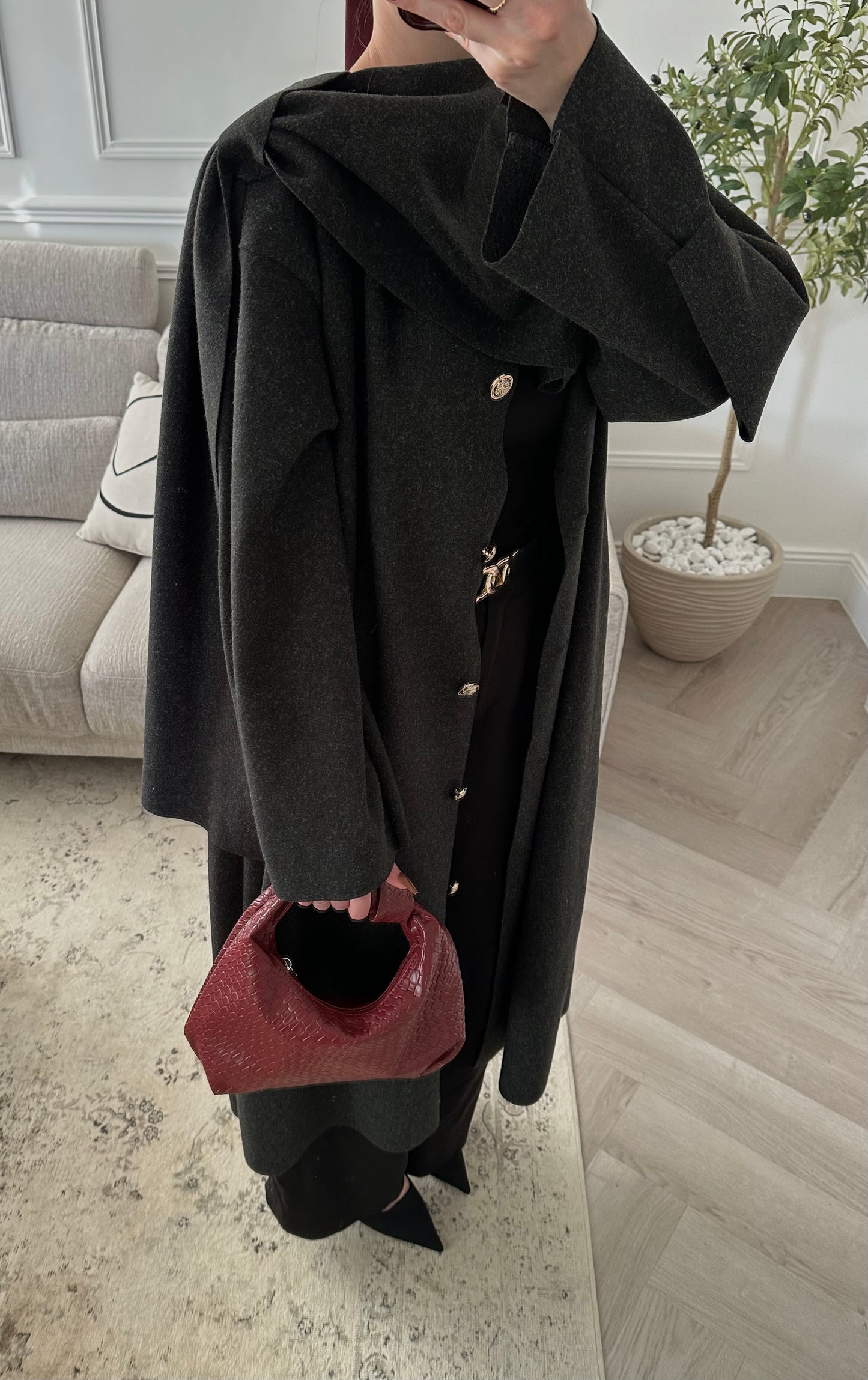 Manteau Chiraz avec Cape intégrée | Gris foncé