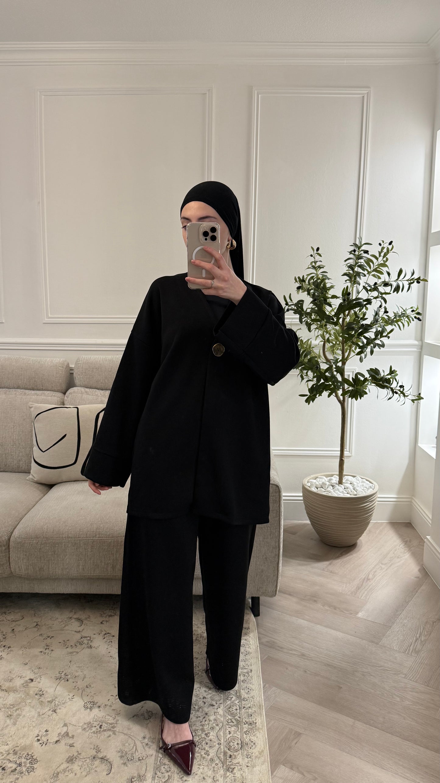 Ensemble Kimono bouton doré | Noir