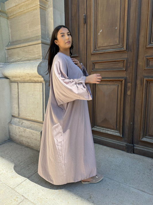 Robe Isra rayée - Rose poudré - Persya