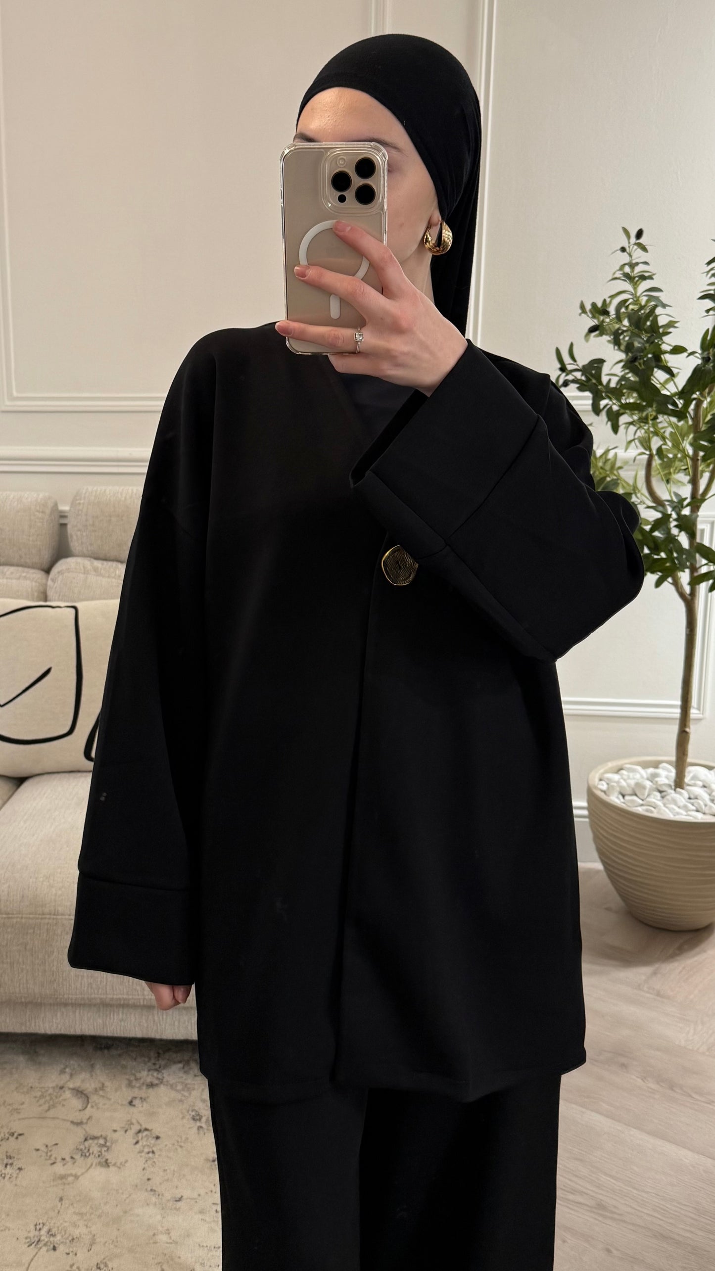 Ensemble Kimono bouton doré | Noir