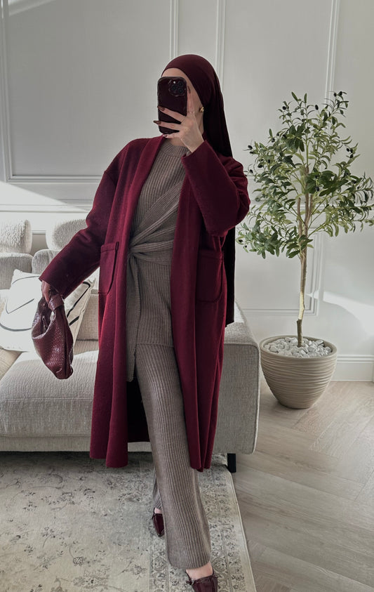 Longue veste avec poche | Bordeaux