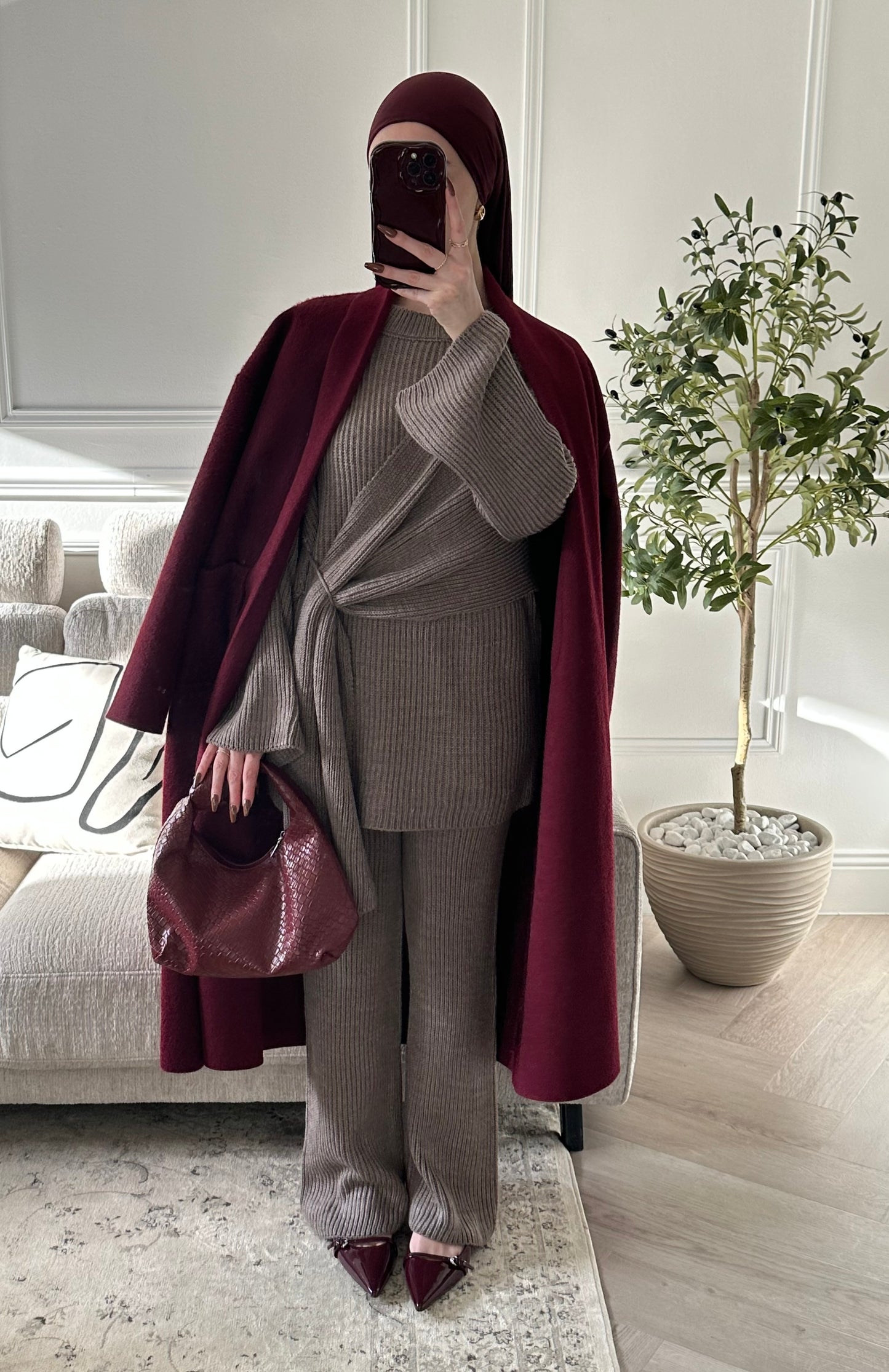 Longue veste avec poche | Bordeaux