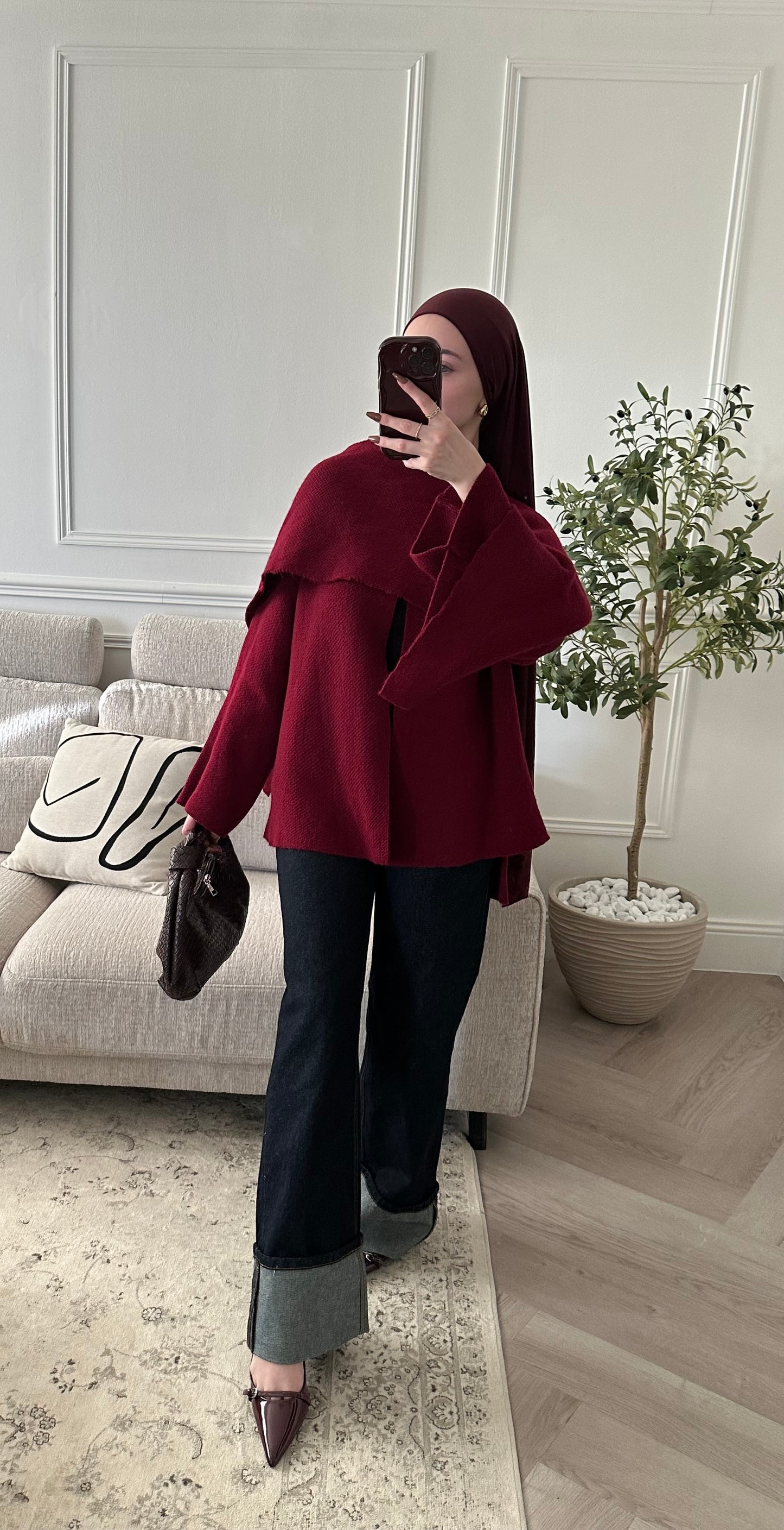 Gilet avec cape intégré | Bordeau