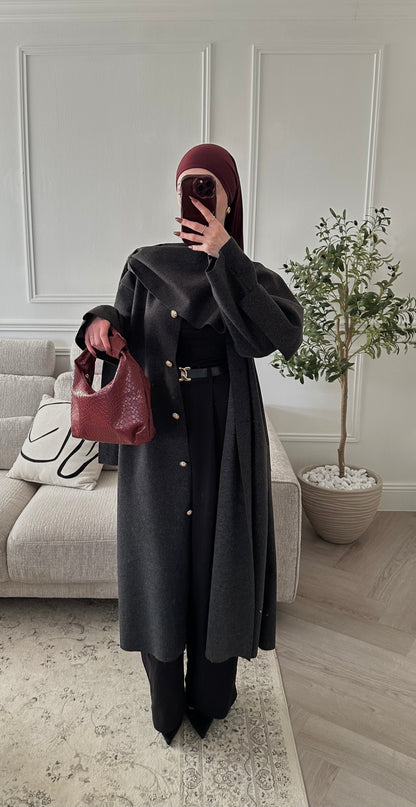 Manteau Chiraz avec Cape intégrée | Gris foncé