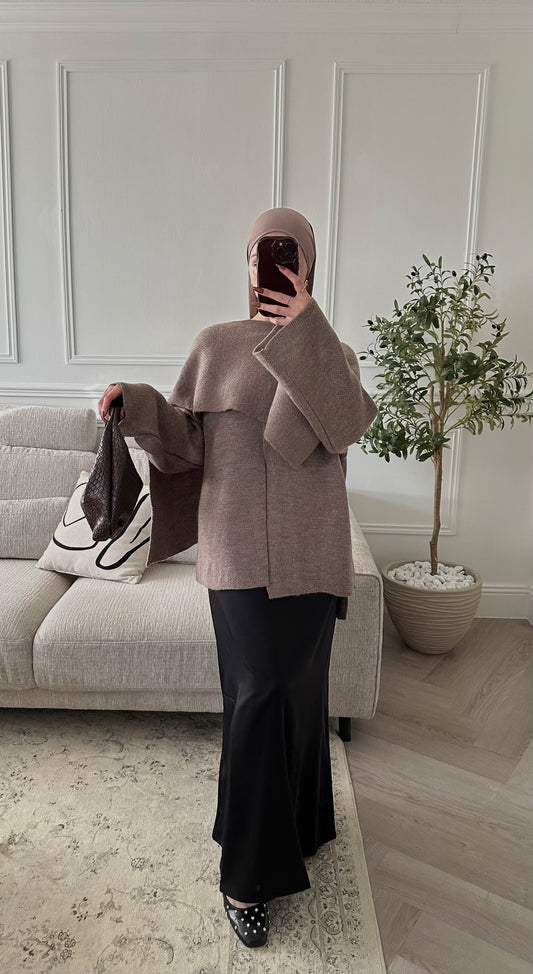 Longue jupe en satin | Noir