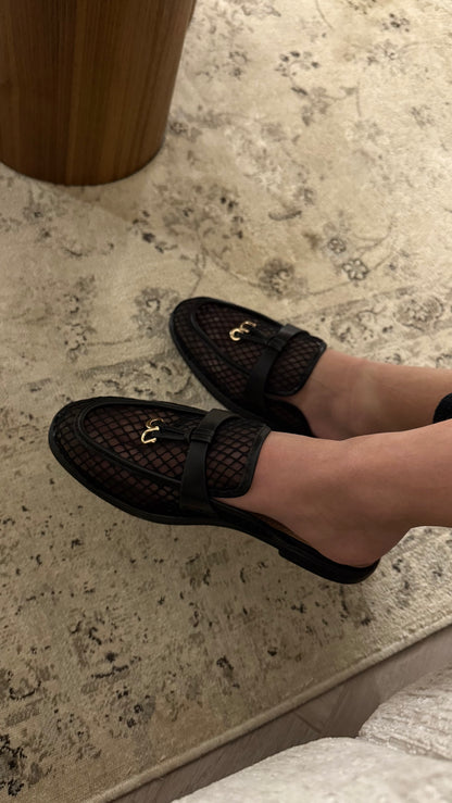 Mule en maille Noire