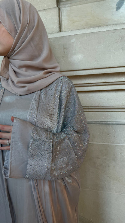 Abaya de dubaï | Jawhare gris perle