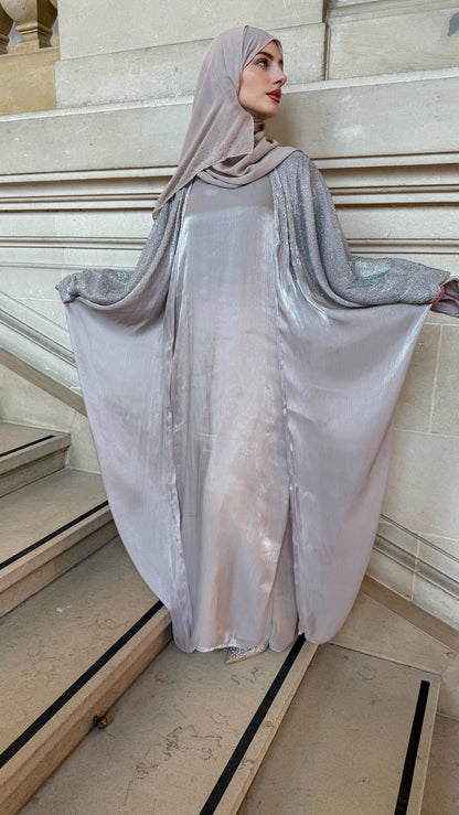 Abaya de dubaï | Jawhare gris perle