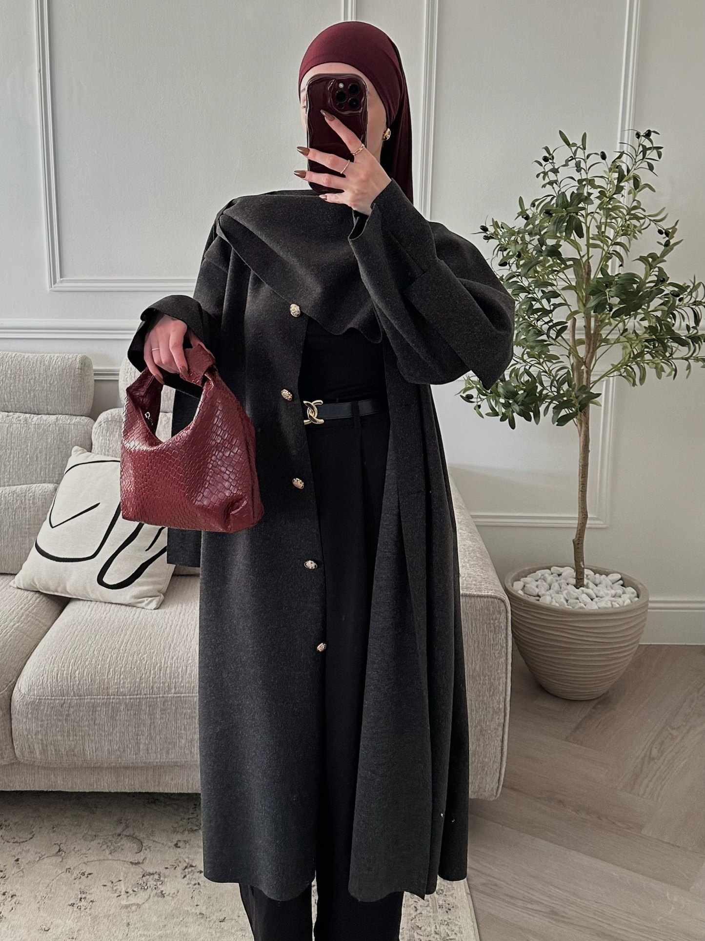 Manteau Chiraz avec Cape intégrée | Gris foncé