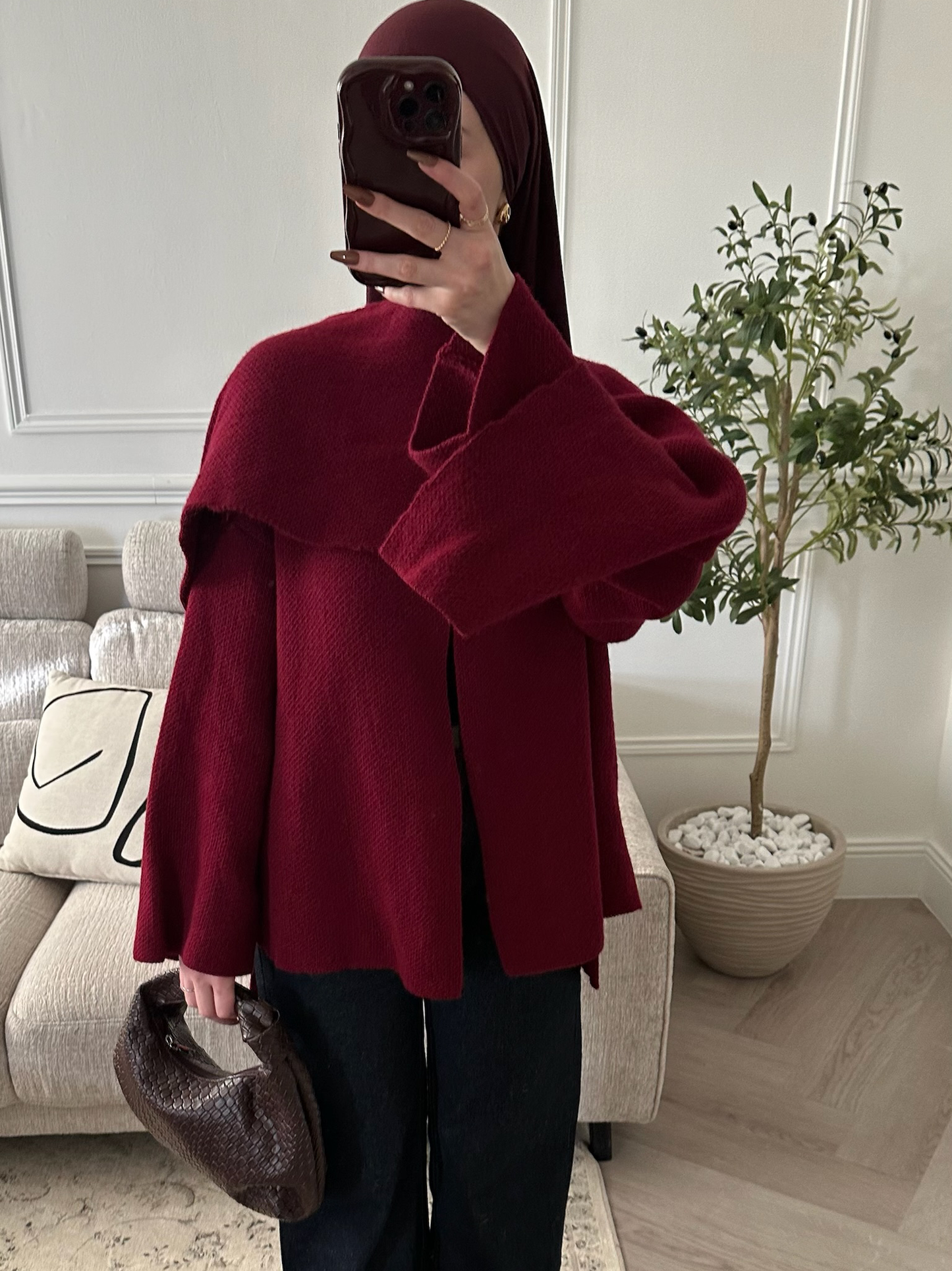 Gilet avec cape intégré | Bordeau