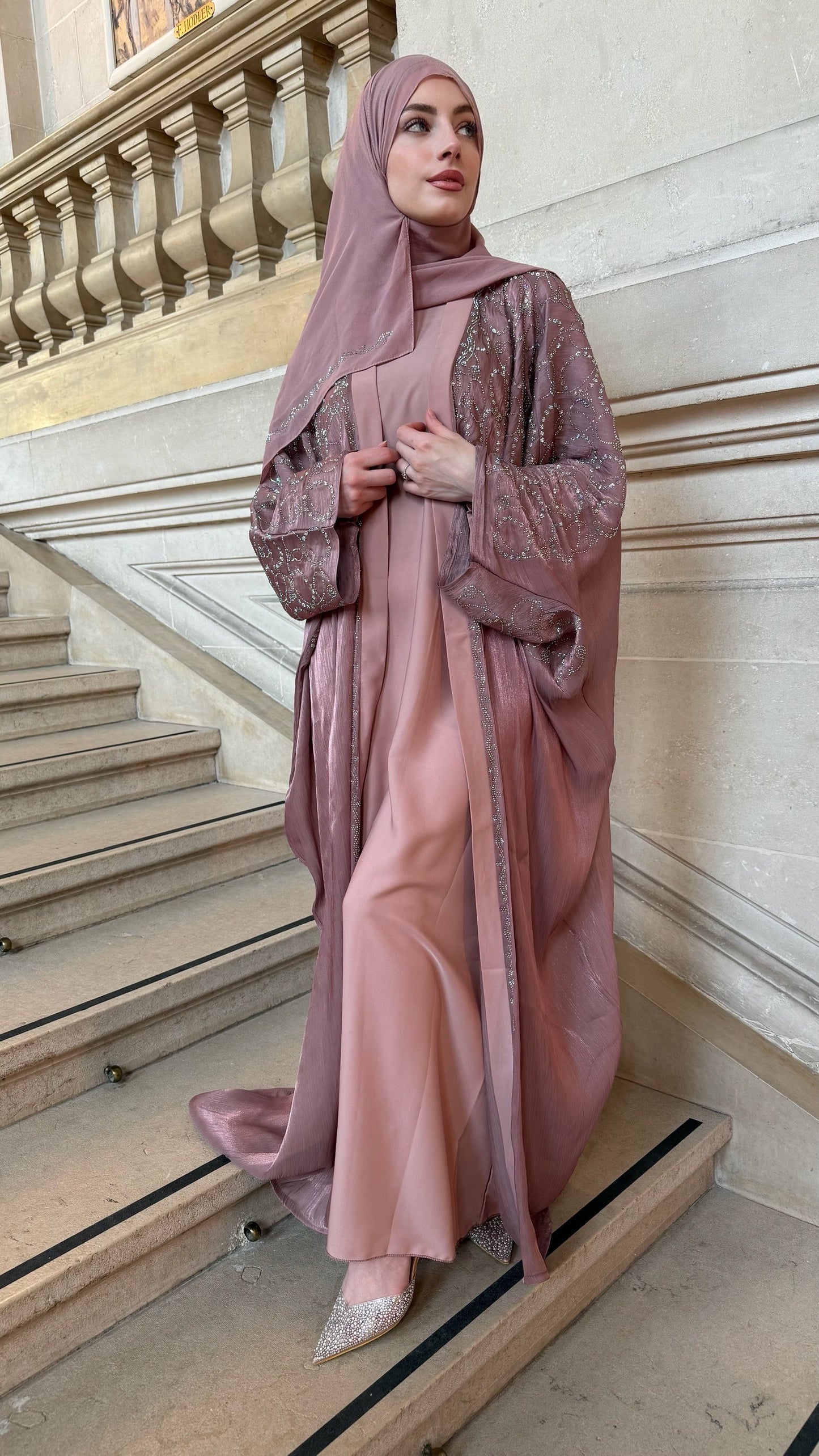 Abaya de dubaï | Jawhare vieux rose