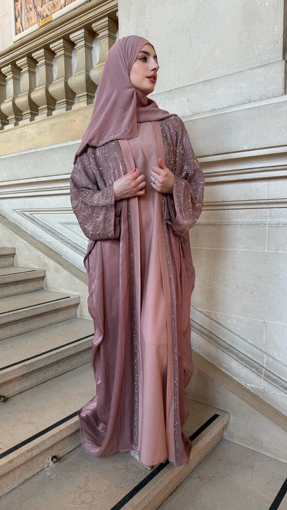 Abaya de dubaï | Jawhare vieux rose