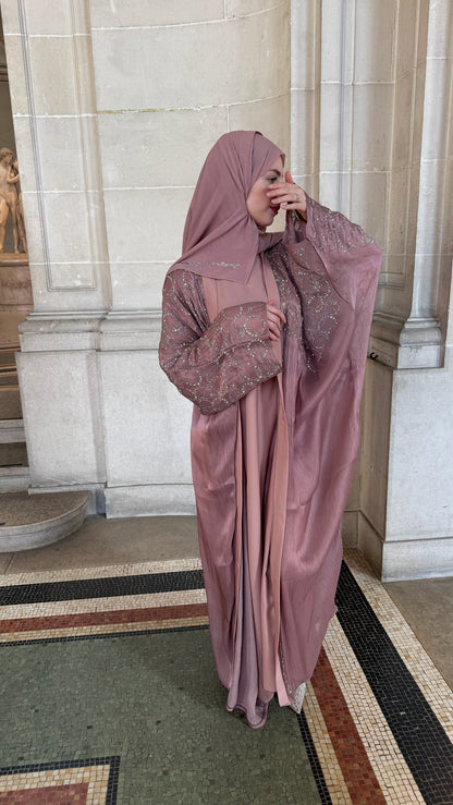Abaya de dubaï | Jawhare vieux rose