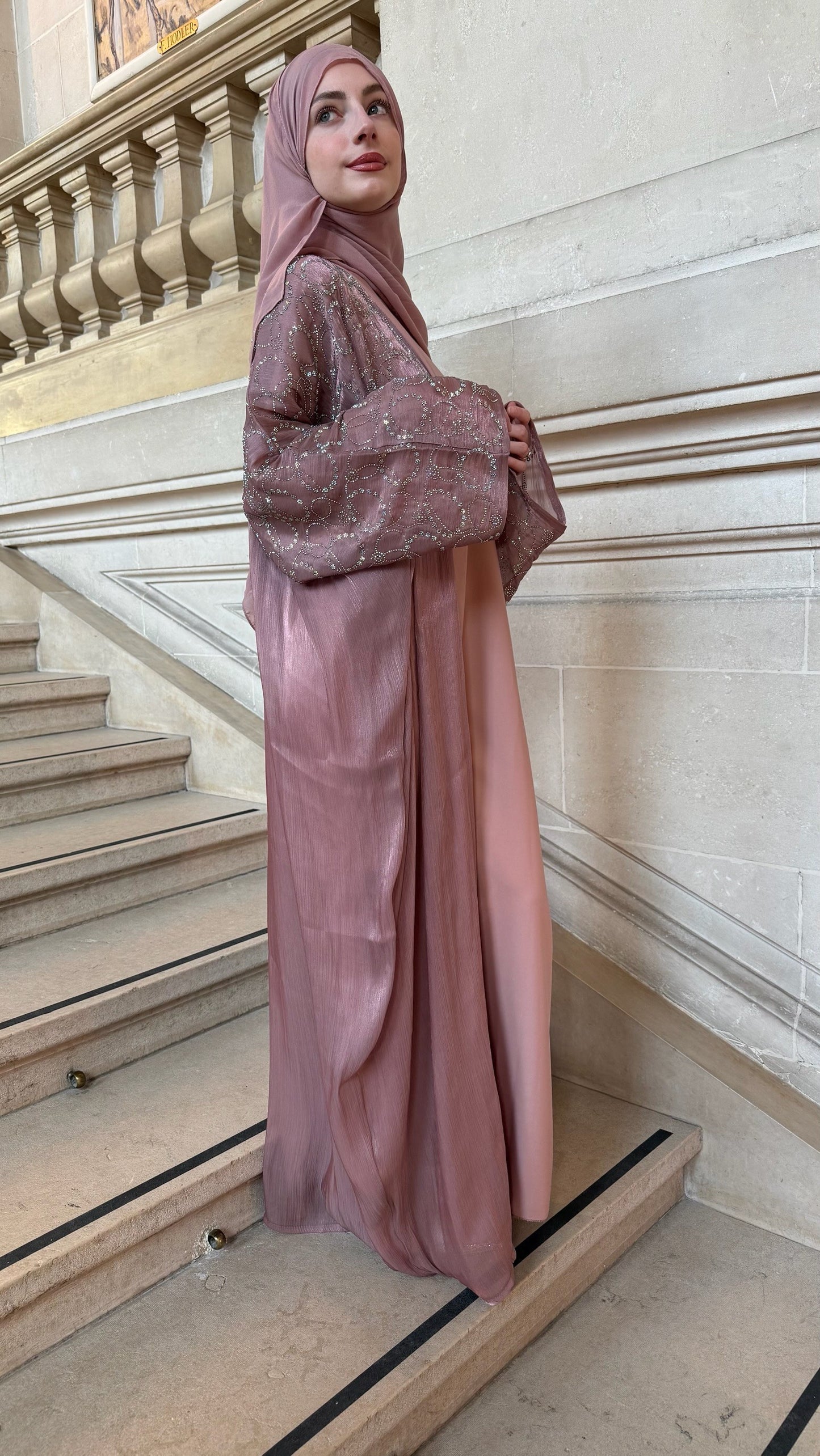 Abaya de dubaï | Jawhare vieux rose